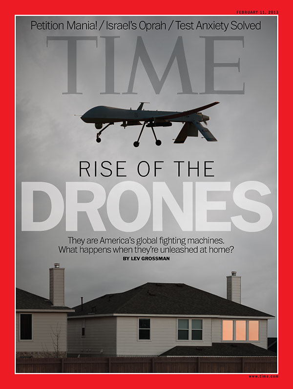 Time Magazine, cover of issue featuring Rise of the Drones