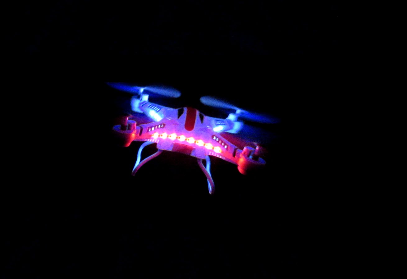 JJRC H8C Quadcopter Drone - Night Flight. Source Youtube.