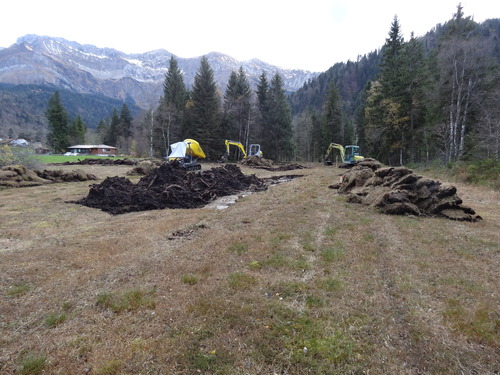 Following our drone flights and the creation of the site’s digital terrain model, Pro Natura’s team moved approximately 200 m3 (7,062 ft3) of nutrient-rich peat.
