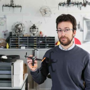 Stefano Mintchev holds the quadrotor