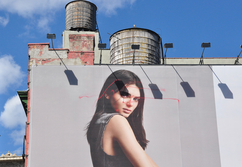 Anonymous graffiti artist KATSU used a drone to tag a massive billboard in New York City. Credit: Arthur Holland Michel