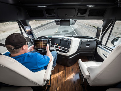 Mercedes/Daimler and Freightliner are testing a self-driving truck in Nevada. 