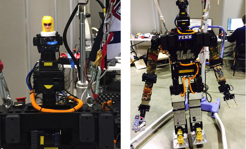 Team THOR members couldn’t stop themselves from adding a doll head and some tattoo sleeves, not to mention a little UCLA bling, to their THOR-RD robot.