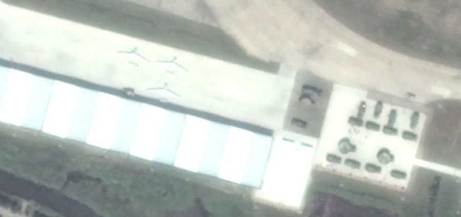 Satellite imagery of Chinese drones at an airbase on Daishan Island. Via: Bellingcat.