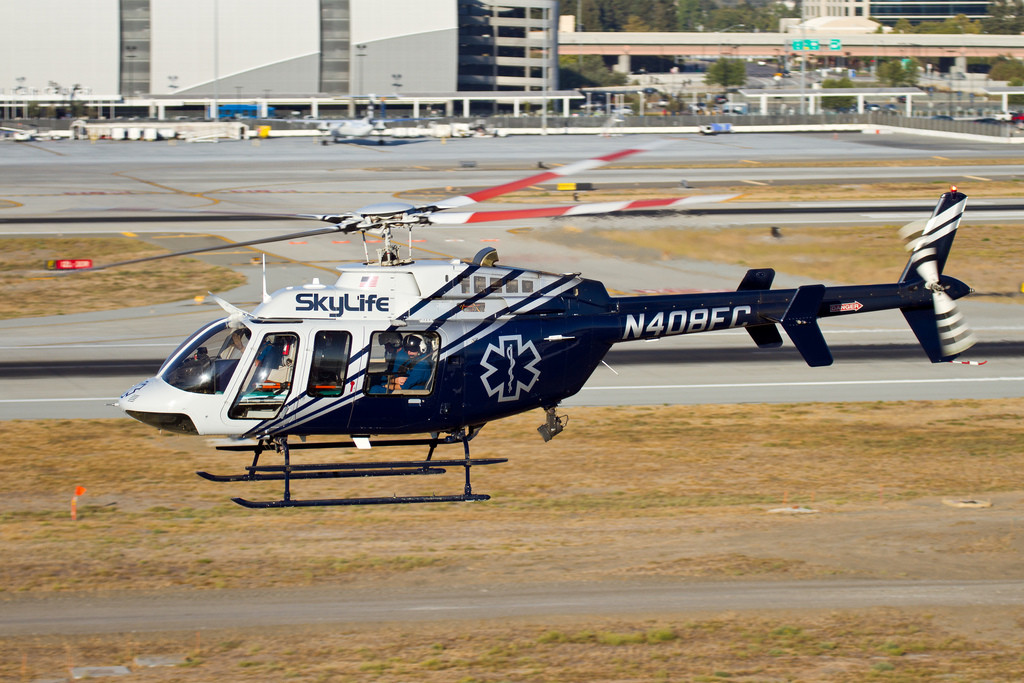 A SkyLife helicopter narrowly avoided a drone in Southern California. Credit: Evan Baker/Flickr