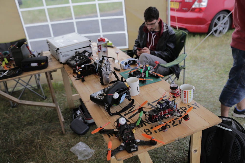 FPV drone racing equipment on show in the pits. Photo credit: David Stock.