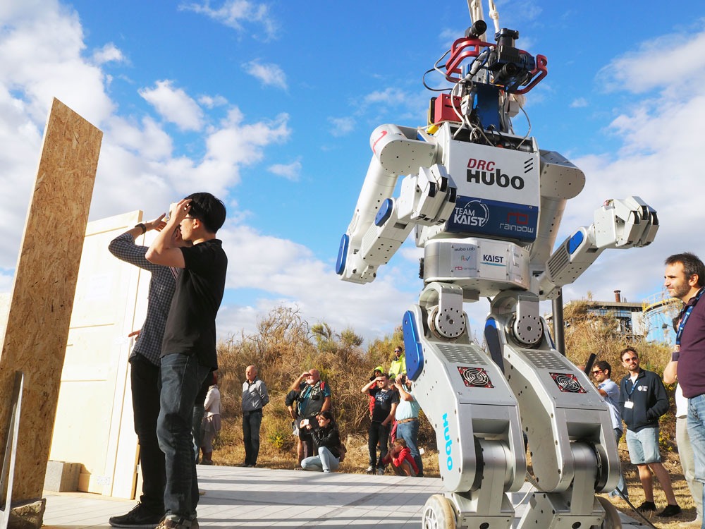DRC-HUBO robot  from Team KAIST, winner of DARPA Robotics Challenge 2015, waiting to start its exhibition. Photo Credits: euRathlon