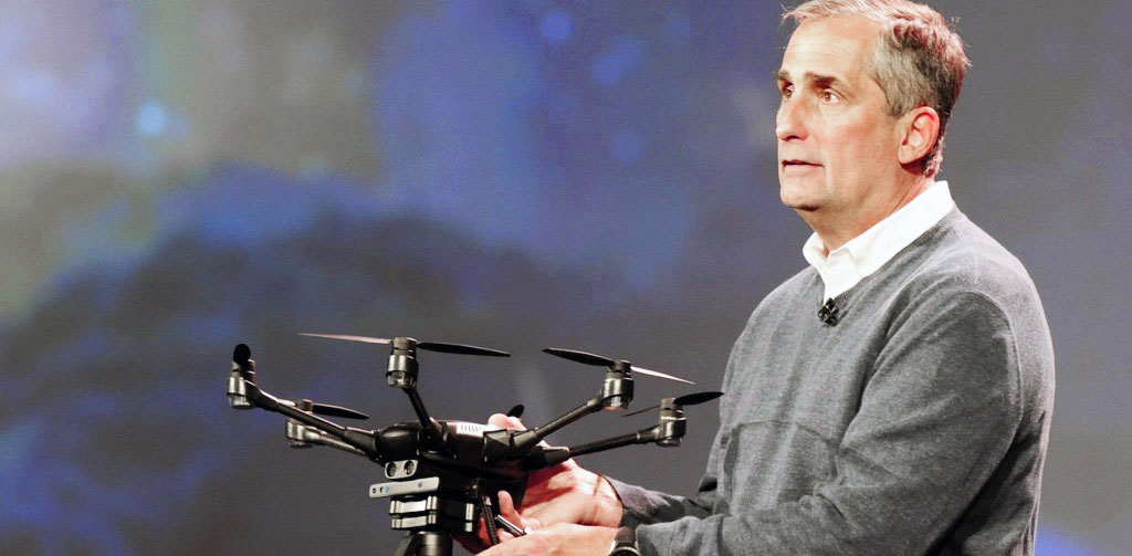 At the 2016 Consumer Electronics Show, Intel Corporation CEO Brian Krzanich released footage of a display that set the Guinness World Record for most drones in the air at a time. Image via: Intel