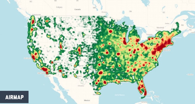 Registered drone users in the United States. Credit: AirMap.