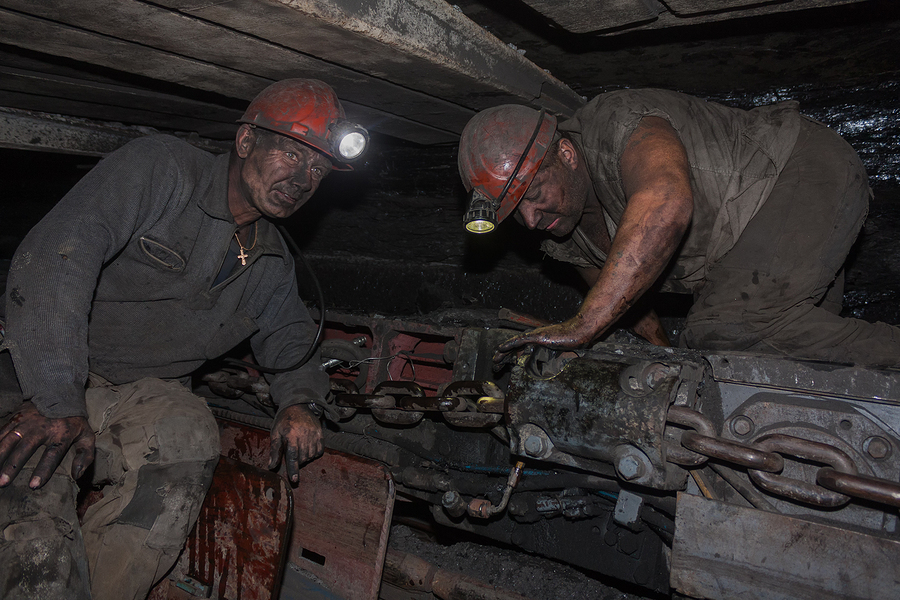 Donetsk, Ukraine - August 16, 2013: Miners Near The Coal Mining
