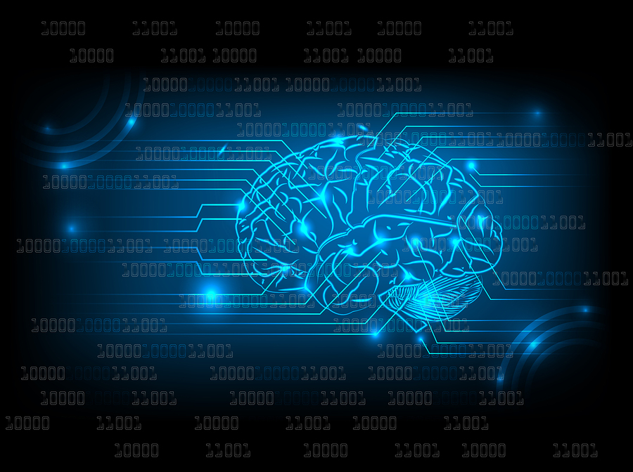 Abstract electric circuit with brain technology concept- deep-learning