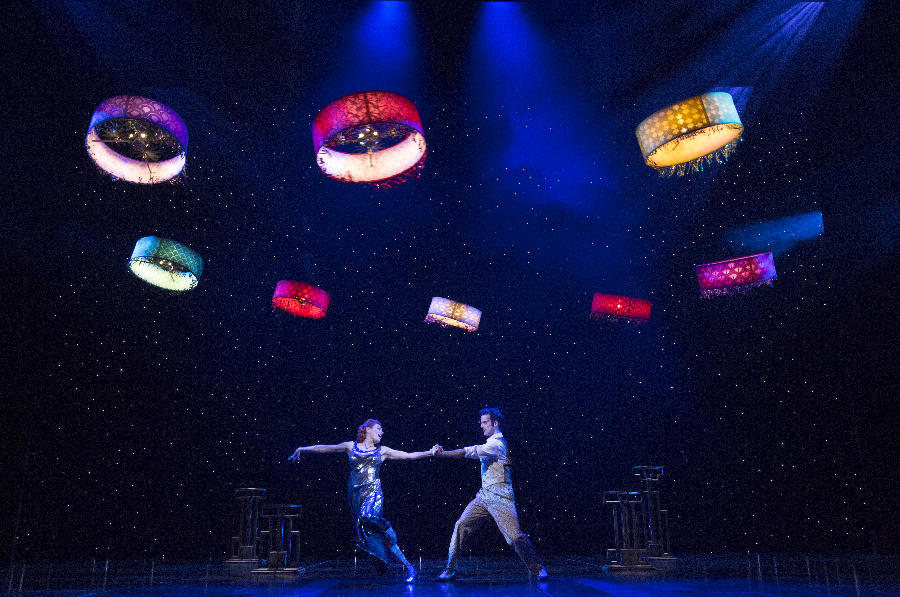Photo: Cirque du Soleil - PARAMOUR on Broadway - at the Lyric Theatre. Featuring Flying Machine Design and Choreography by Verity Studios. Pictured: Ruby Lewis as 'Indigo' Ryan Vona as 'Joey'. ©, Cirque du Soleil Theatrical. Photo by: Richard Termine