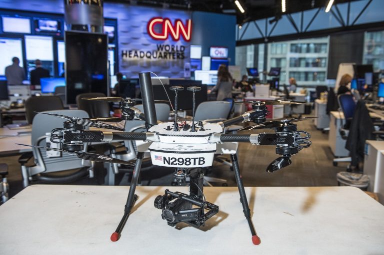 An Altus Delta X8 multi-rotor drone in the CNN newsroom. Credit: CNN