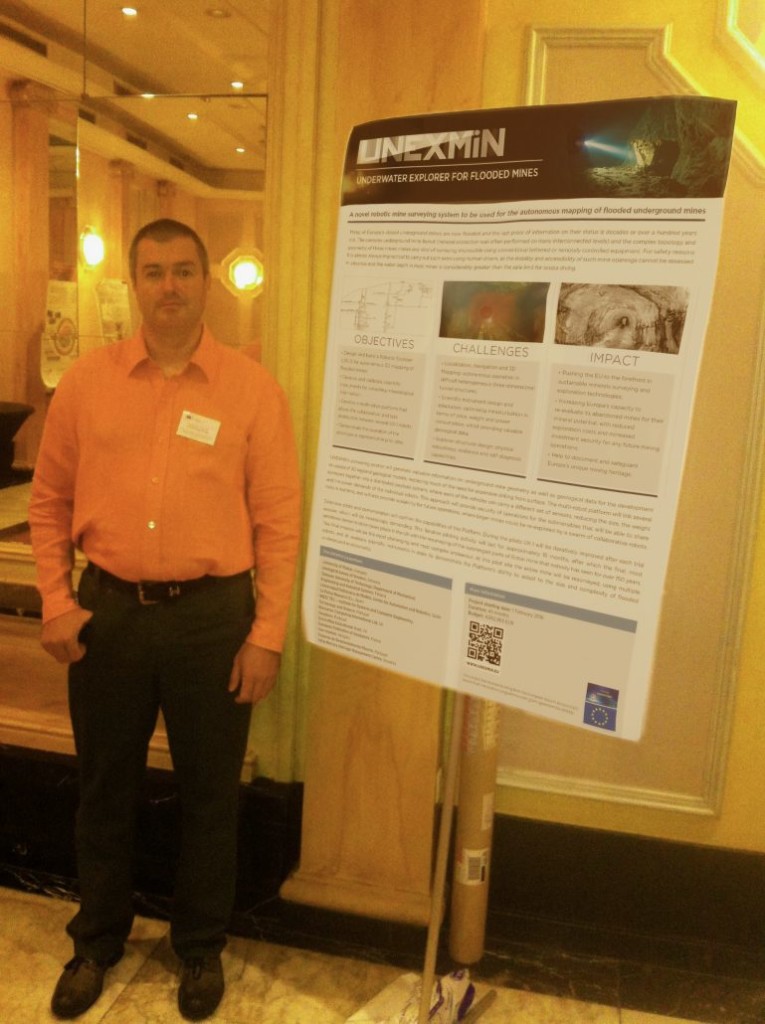 Norbert Zajzon, UNEXMIN project coordinator, presenting the poster in Brussels. Source: UNEXMIN