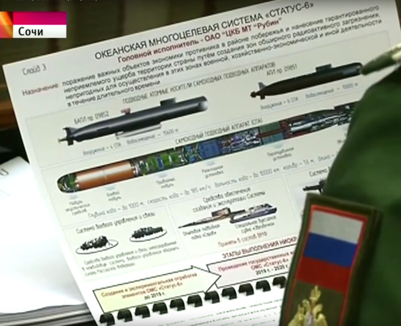 The Russian slide showing a concept for a nuclear-armed UUV.
