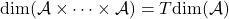 \mathrm{dim}(\mathcal{A} \times \cdots \times \mathcal{A}) = T\mathrm{dim}(\mathcal{A})