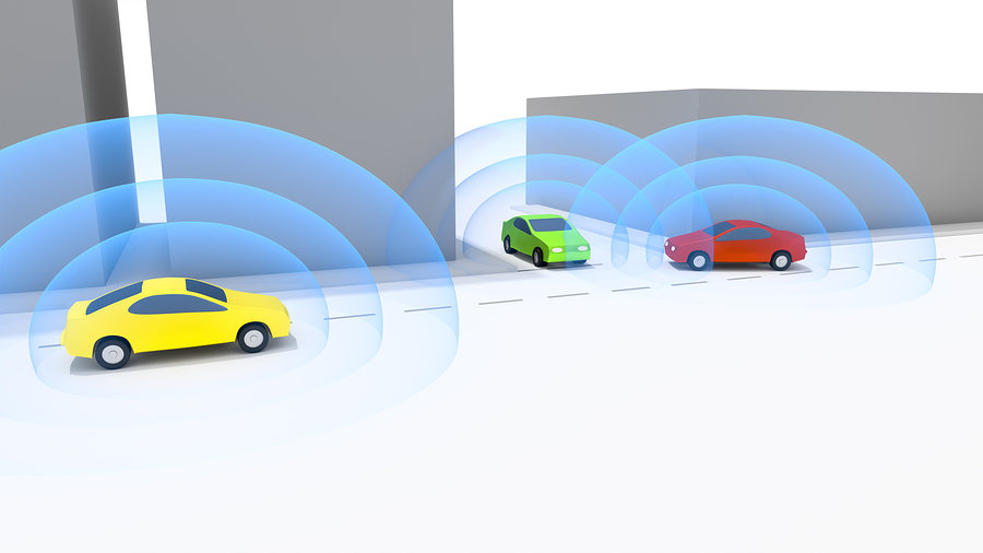 An image of some connected autonomous cars