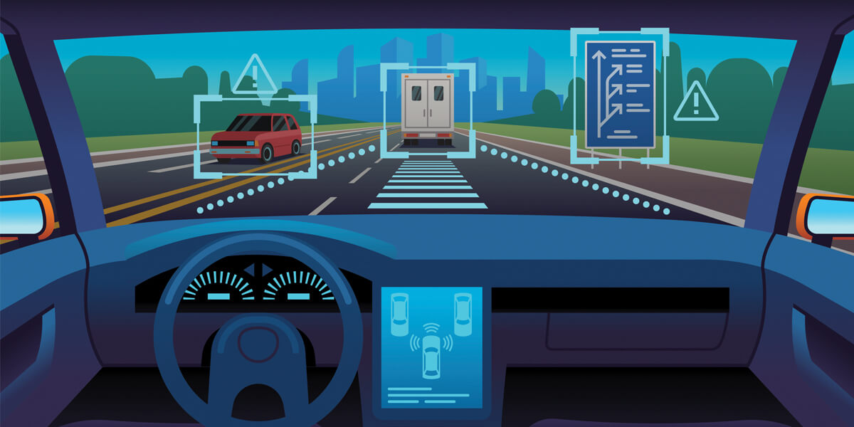 Autonomous car identifying objects on the road