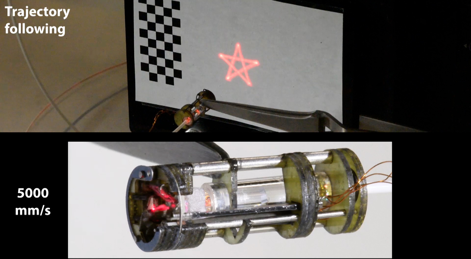 A prototype of the laser steering device creating a star trajectory