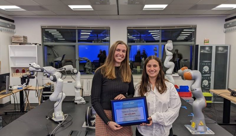 Cynthia Brosque and Elena Galbally win best paper award for construction robotics at ISARC 2021