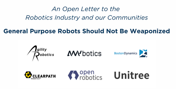 General purpose robots should not be weaponized: An open letter to